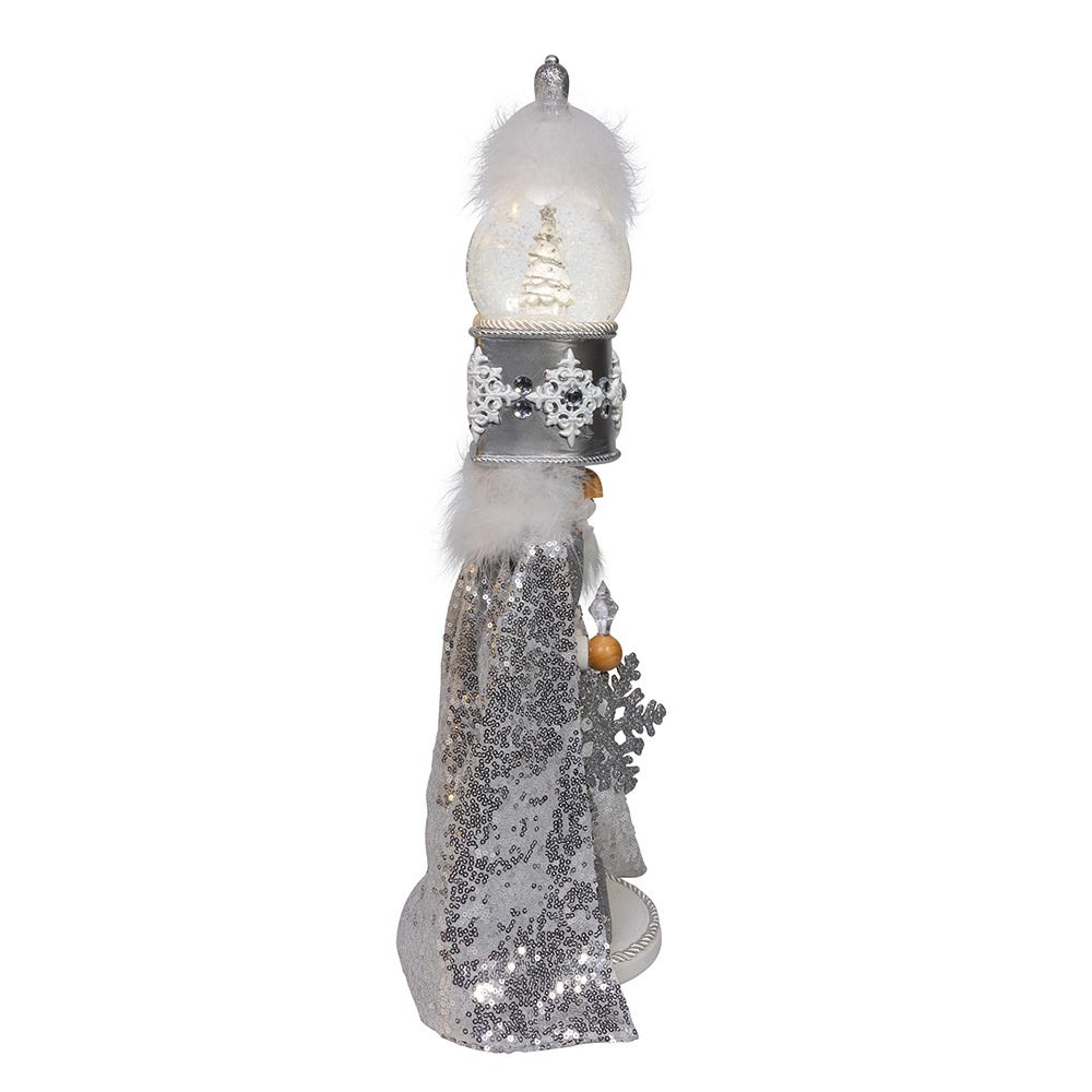 Kurt Adler Battery Operated 22-Inch Hollywood Nutcrackers Musical Silver Nutcracker With Water Globe